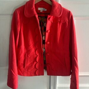 Boden Scallop-Trim Wool Coat – Coral Pink (US 4R, UK 8)